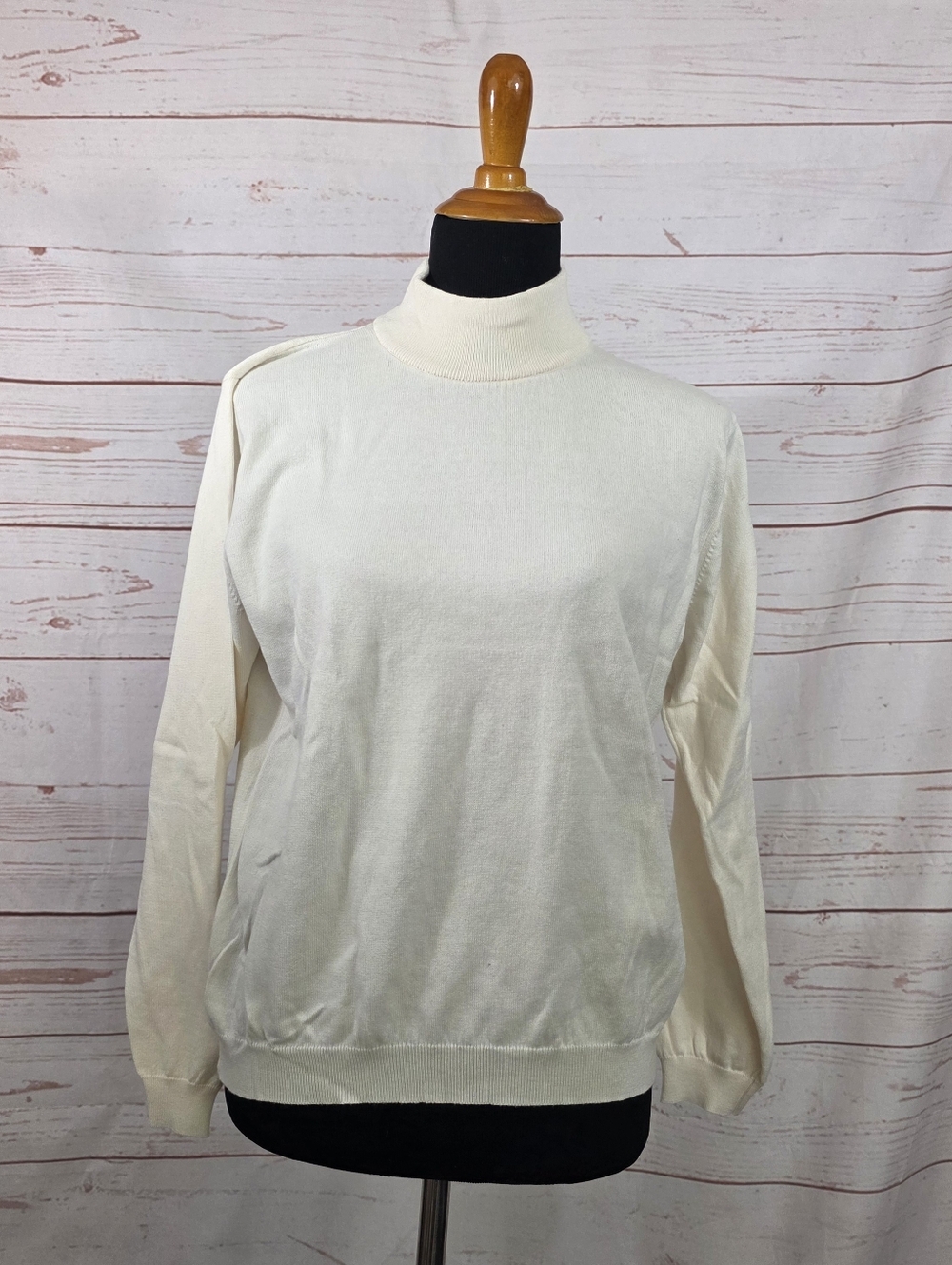 Talbots Petite Off White Long Sleeve Mock Turtleneck Size Large NWT